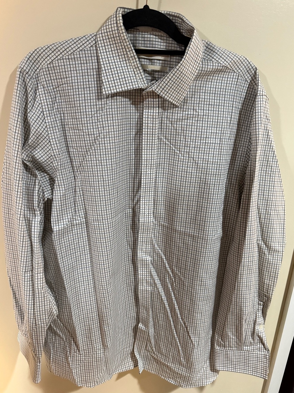 Michael Kors White and Gray Micro-Check Dress Shirt